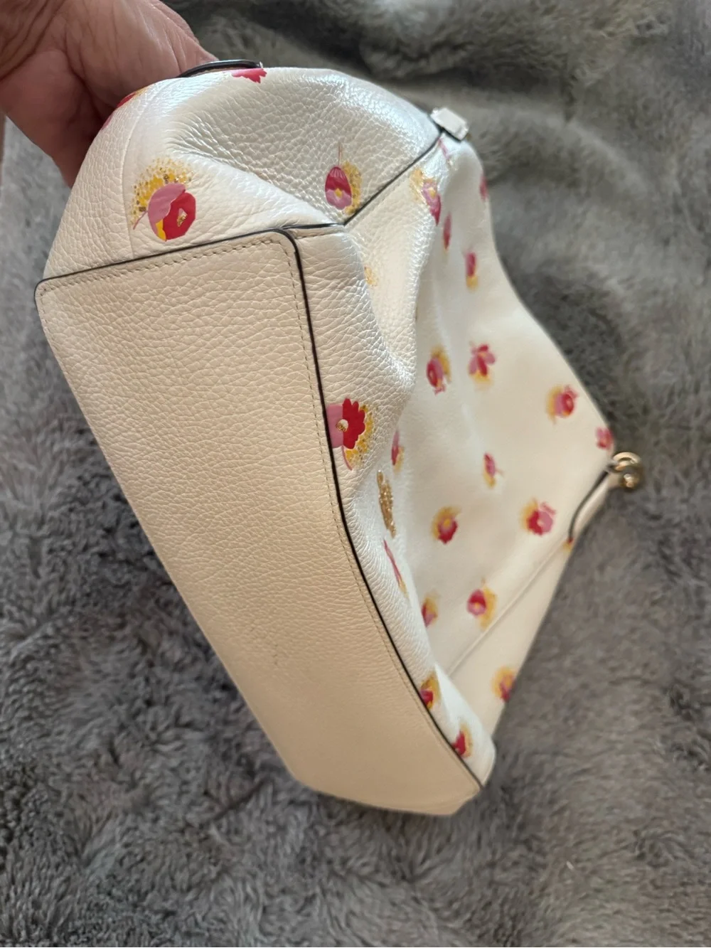 Coach Hallie Floral Print Shoulder Bag in Cream with Pink and Yellow Blooms